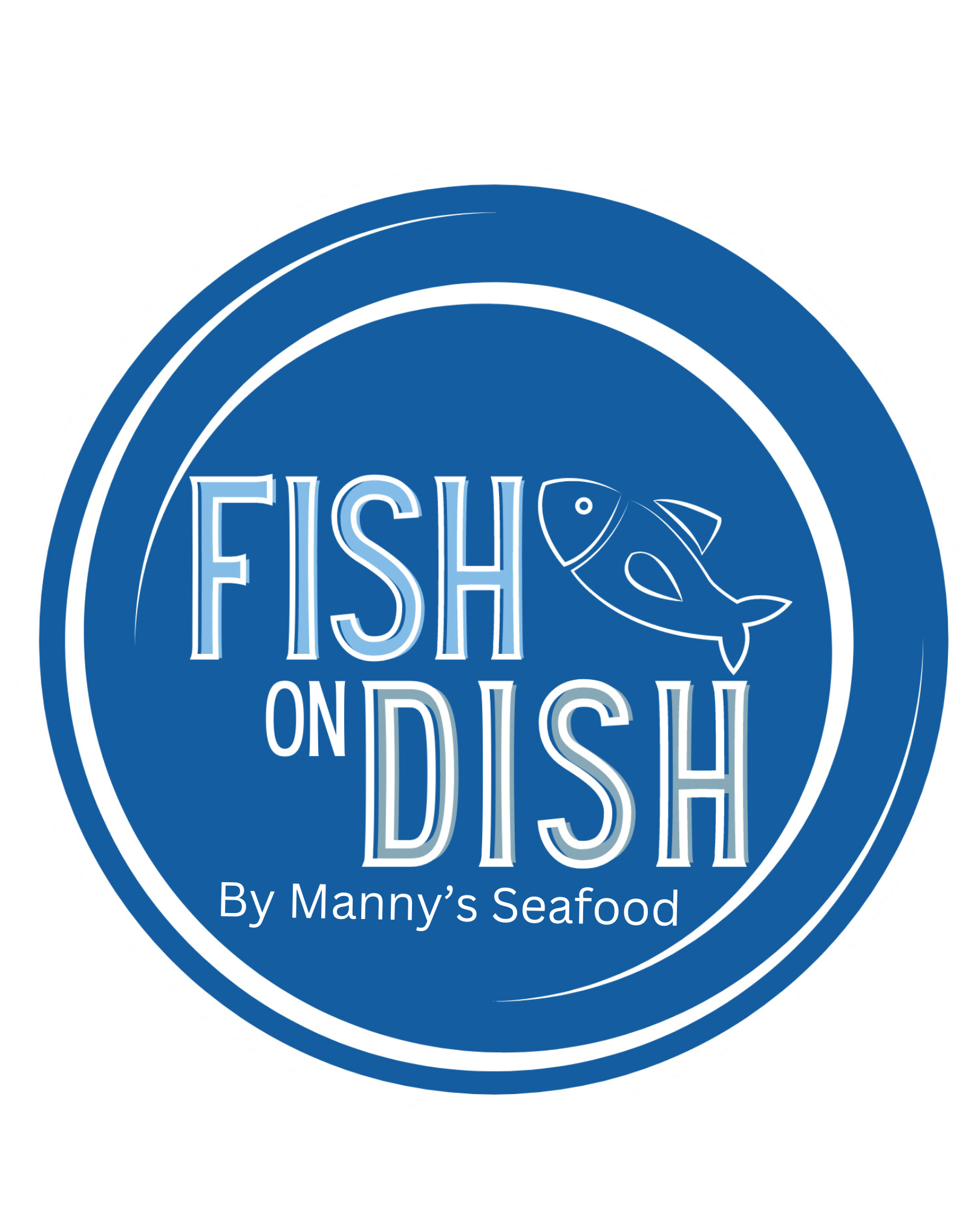 this is a Fish on Dish by Manny's Seafood logo